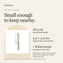 Size guide: approximately 18.3 × 4.3 × 4.3 cm; one White brush included.